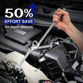 Easily access stubborn bolts behind components with the long extension