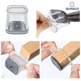 BUMACO 20-pack square protectors offer versatile chair leg coverage.