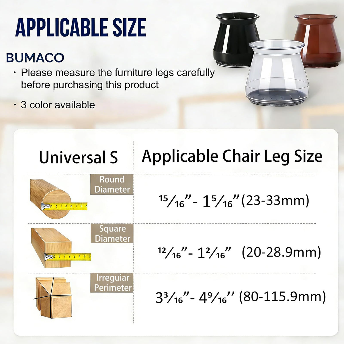BUMACO clear silicone pads blend invisibly with furniture while protecting surfaces