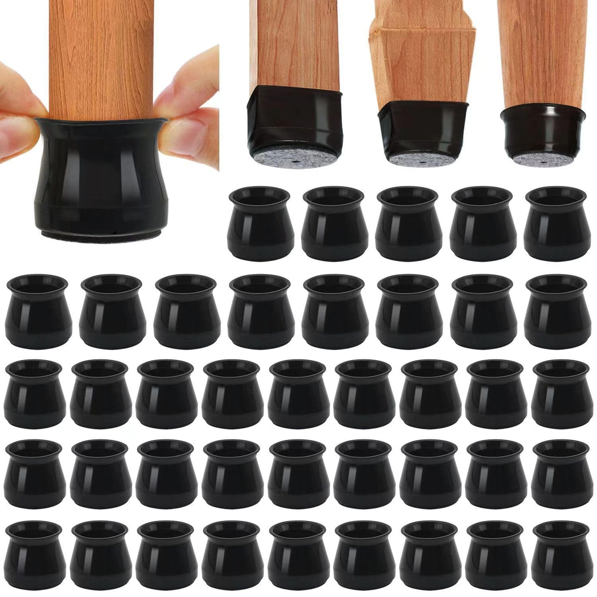 BUMACO chair leg protectors with durable silicone padding for scratch-free hardwood floors.