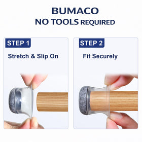 BUMACO noise-reduction pads reduce furniture movement noise.