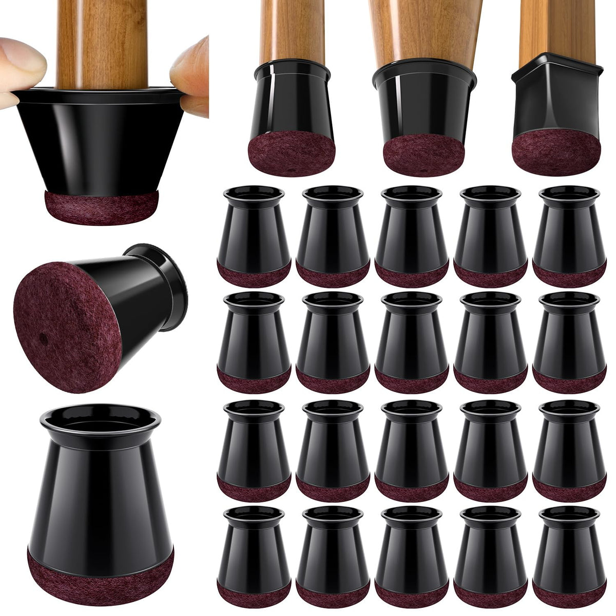 BUMACO chair leg protectors pack protects floors and reduces scuffs.
