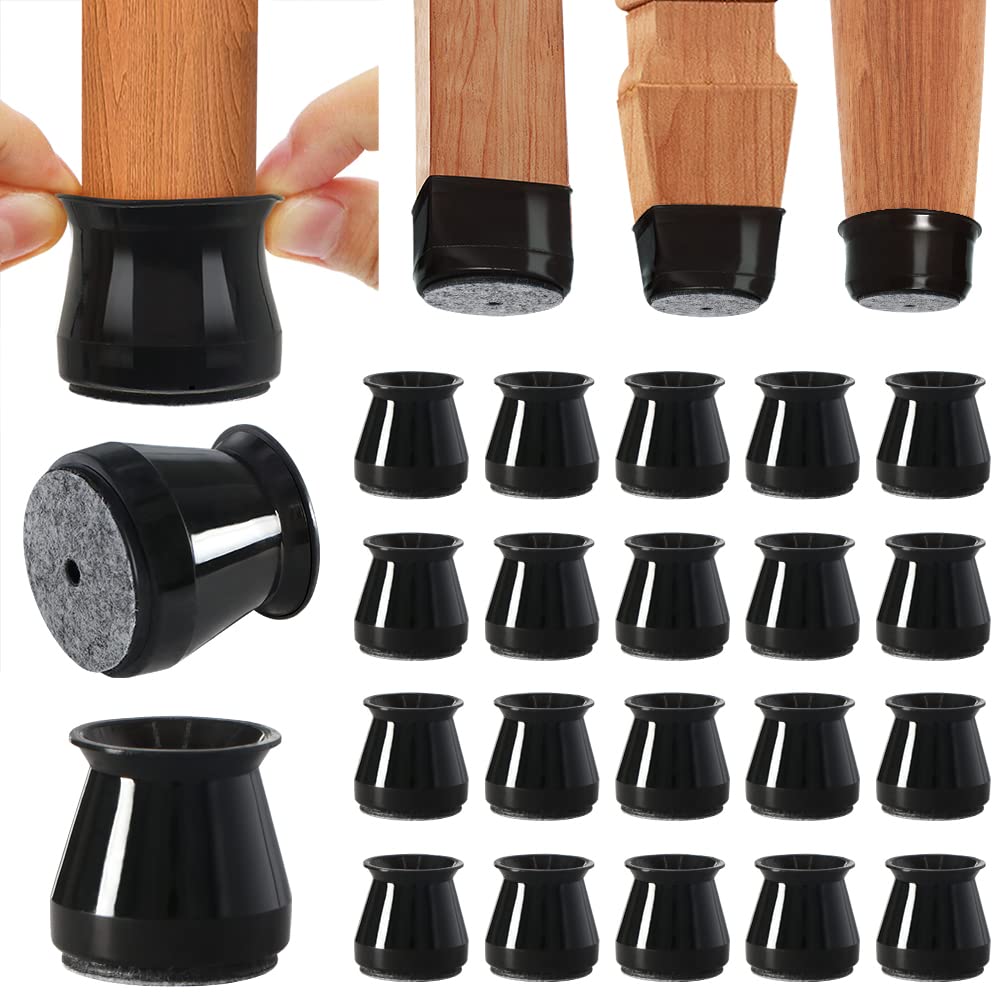 BUMACO chair leg protectors with silicone pads and felt bottom protect floors.