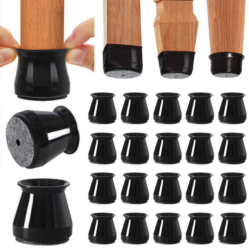 BUMACO chair leg protectors with silicone pads and felt bottom protect floors.