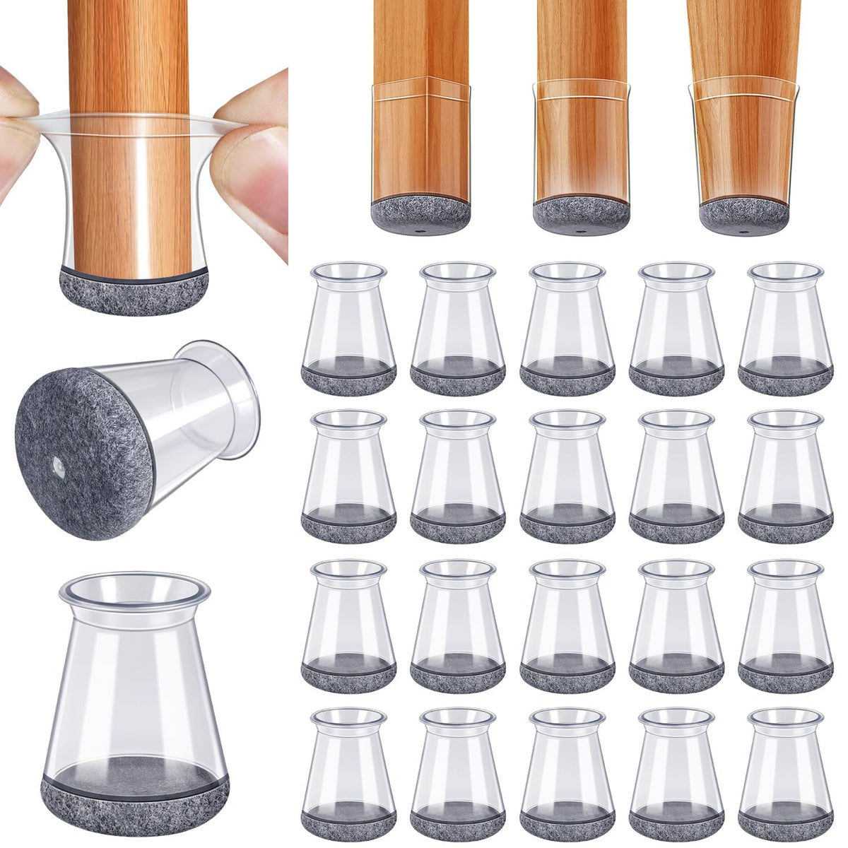 BUMACO chair leg protectors with silicone pads protect floors from scratches.