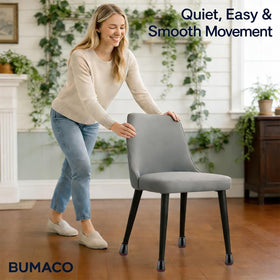 BUMACO quiet-use protectors support easy furniture rearranging.