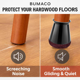 BUMACO silicone pads with felt bottom cushion movement and protect floors.