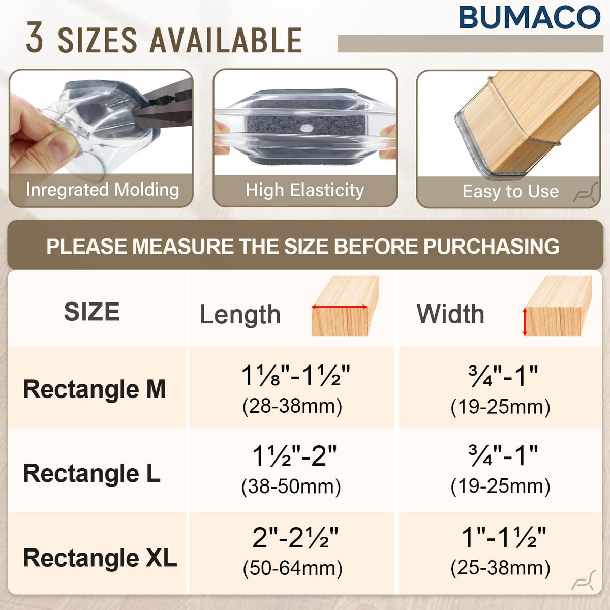 BUMACO silicone pads with felt bottom stay in place and protect floors