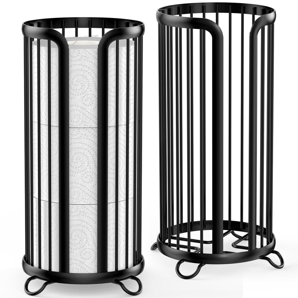 Bunoxea toilet paper holder stand with open-top reserve for quick grabs