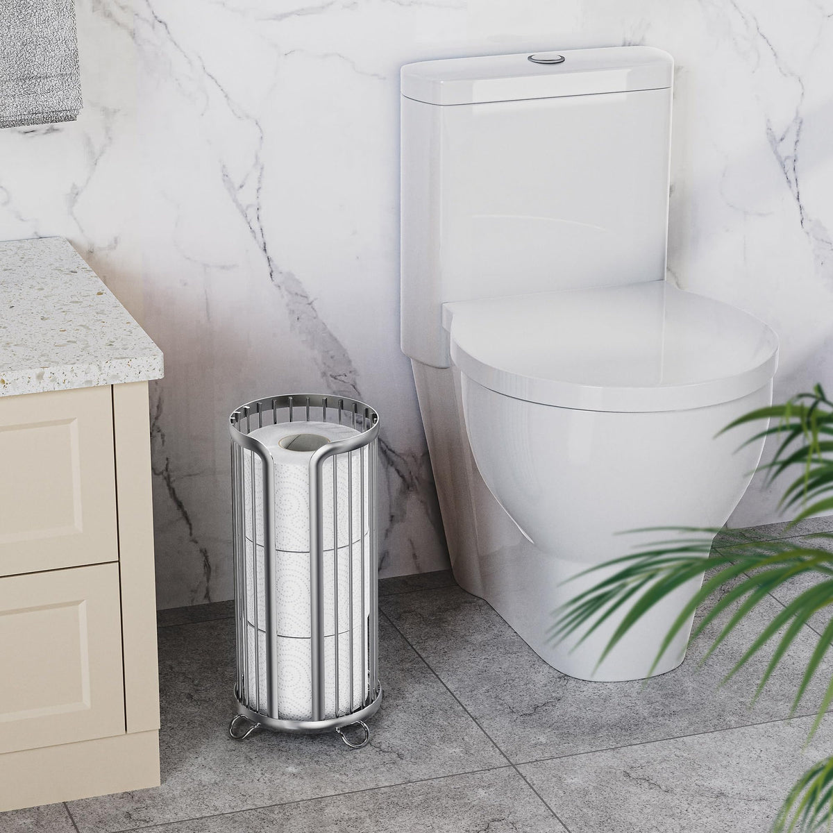 Bunoxea stand open-top storage enables fast grab of extra Mega rolls