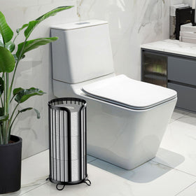 Bunoxea freestanding holder fits beside the toilet in small bathrooms