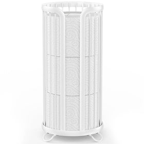 Bunoxea toilet paper holder stand in white with easy-access reserve rolls.