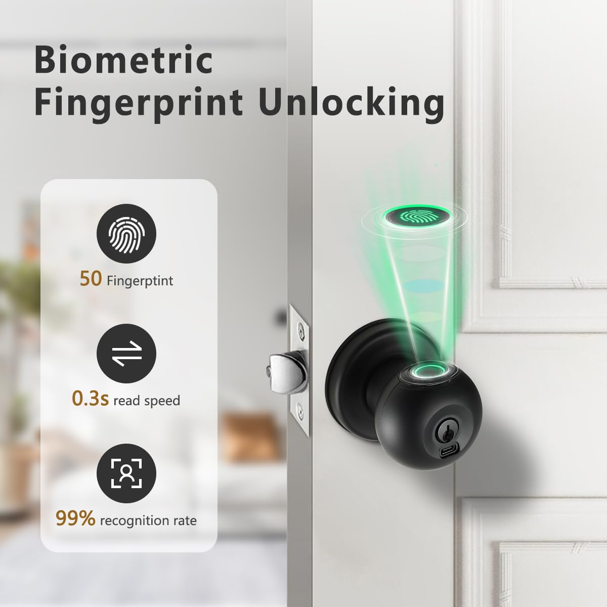 Buoan auto-lock function secures the door after five seconds.