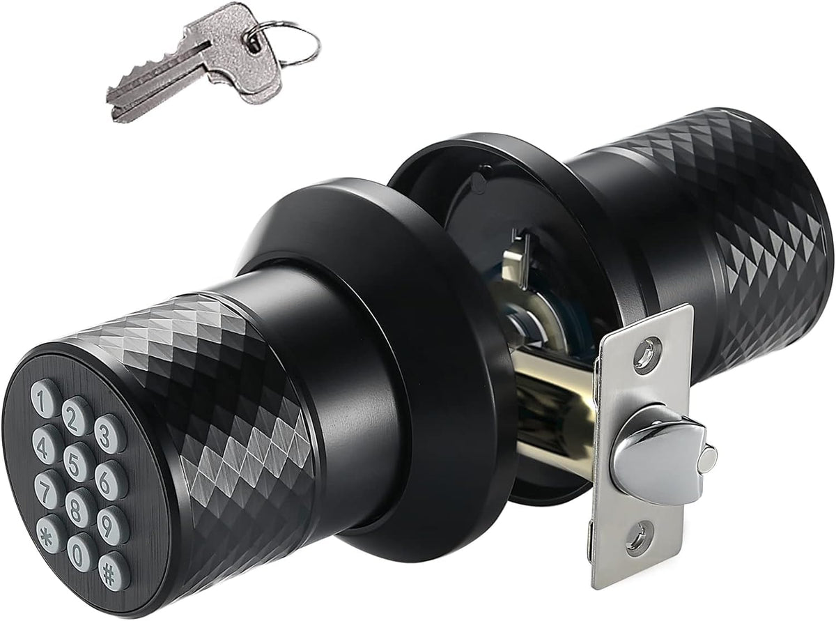 Buoan keypad door knob lock front view shows keyless entry design