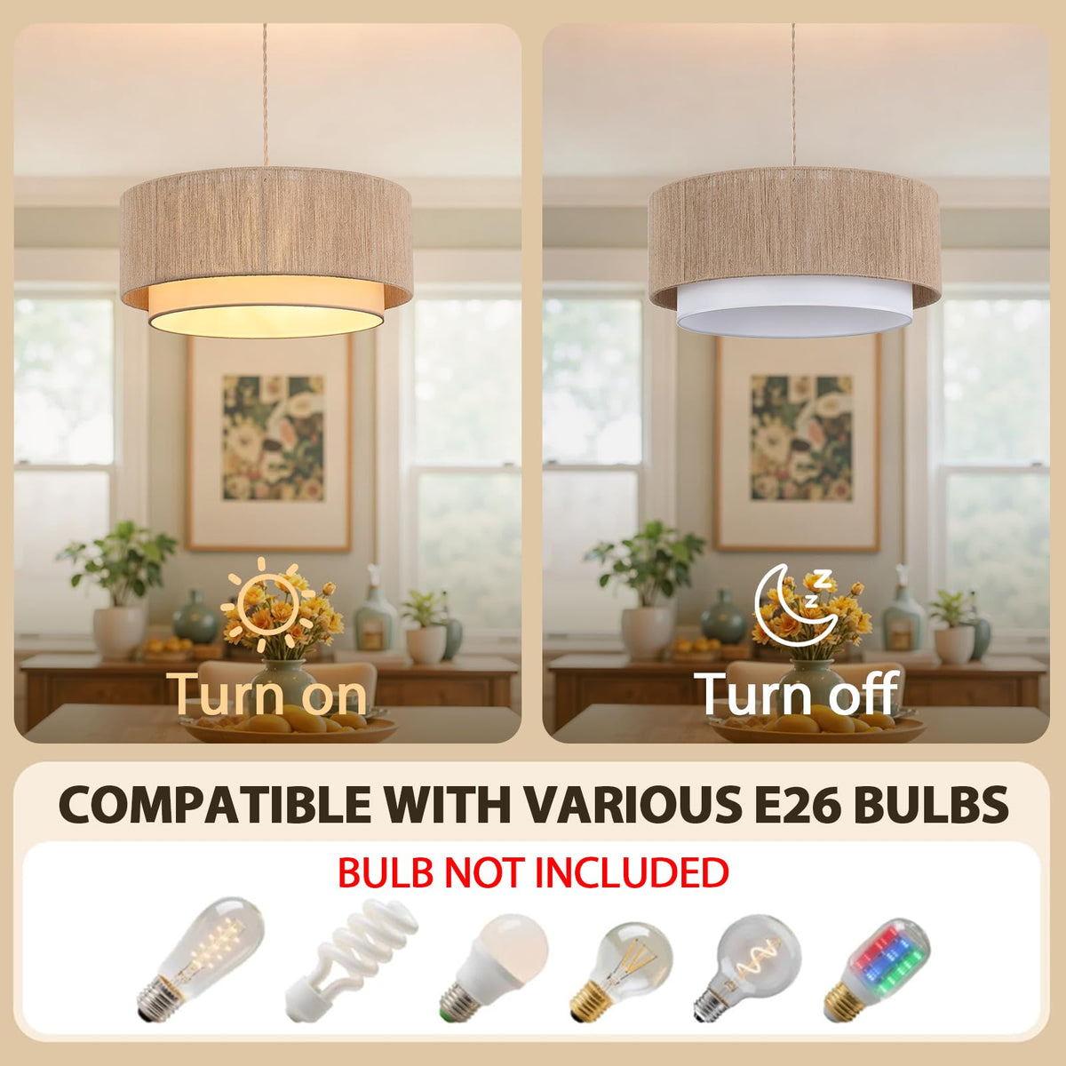 Buovikalo 15-7ft plug-in cord enables flexible height placement.