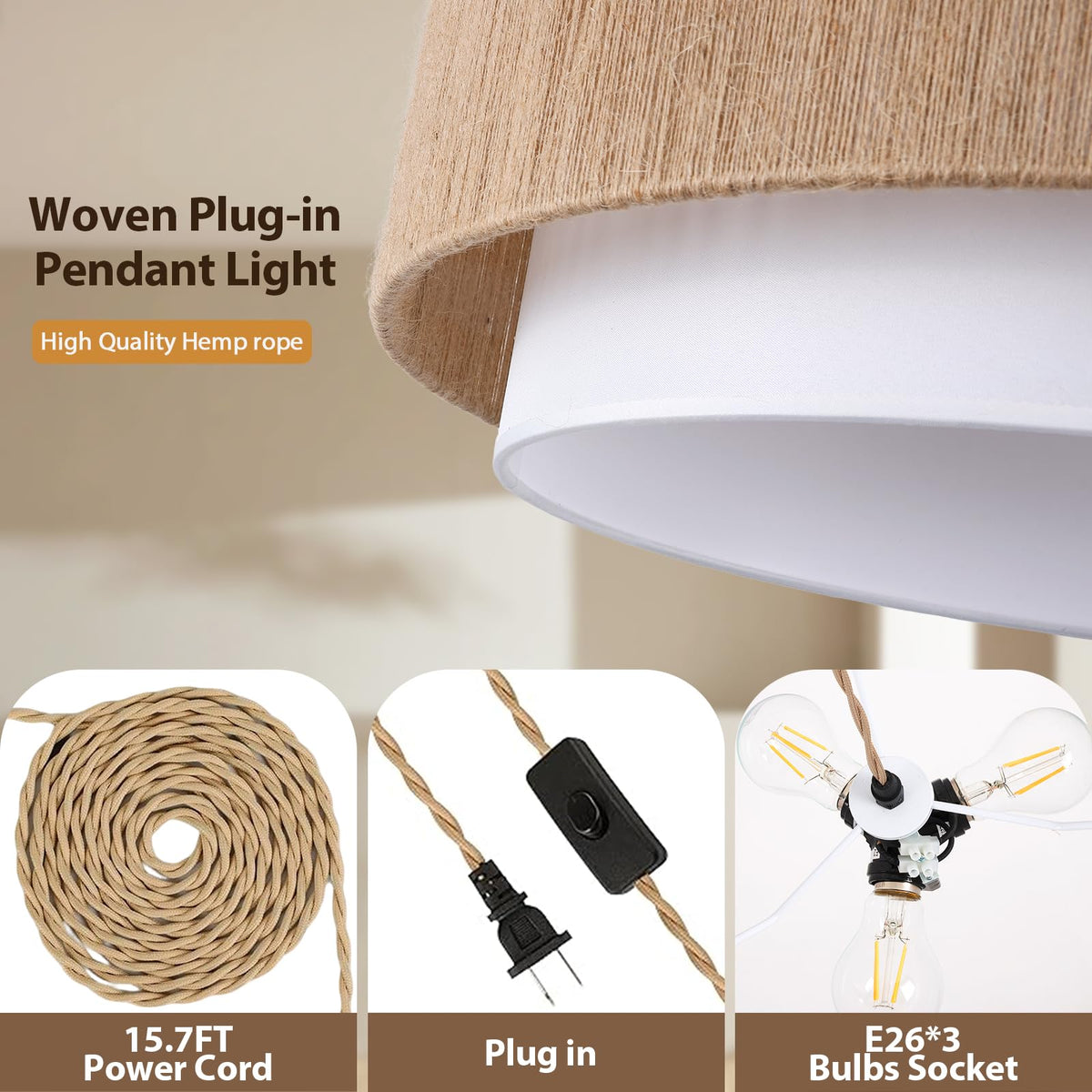 Buovikalo compatible with E26 bulbs for customizable brightness.