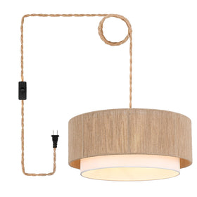 Buovikalo plug-in pendant light with rattan design for warm living spaces.