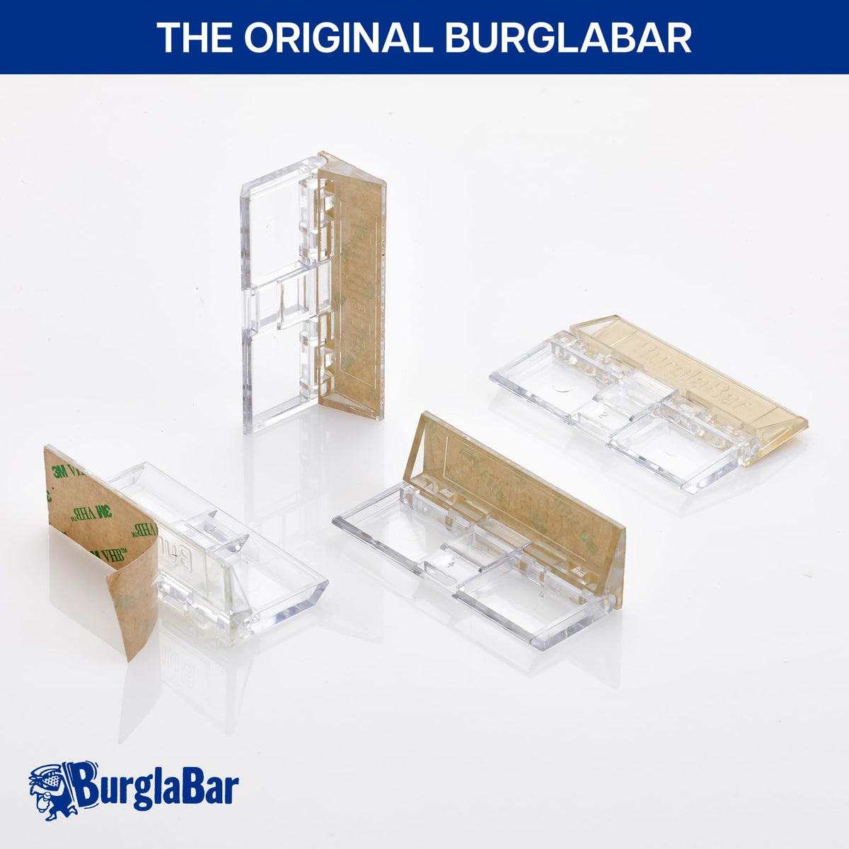 BurglaBar 4-pack installed on a door demonstrates quick, tool-free security upgrade.