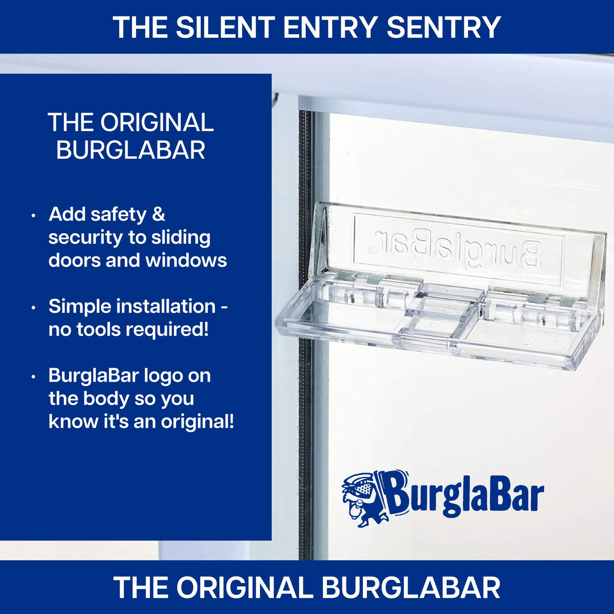 BurglaBar strong adhesive ensures durable bonding to glass surfaces.