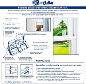 BurglaBar easy installation scene highlights tool-free setup.
