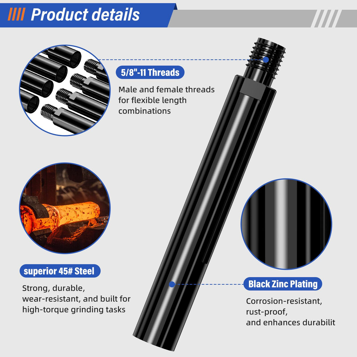 BURMONG extension shaft 5-5 inch providing broad reach for larger areas