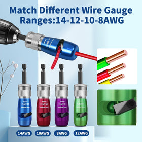 BURMONG wire twister tool stripping 14 AWG wires efficiently.