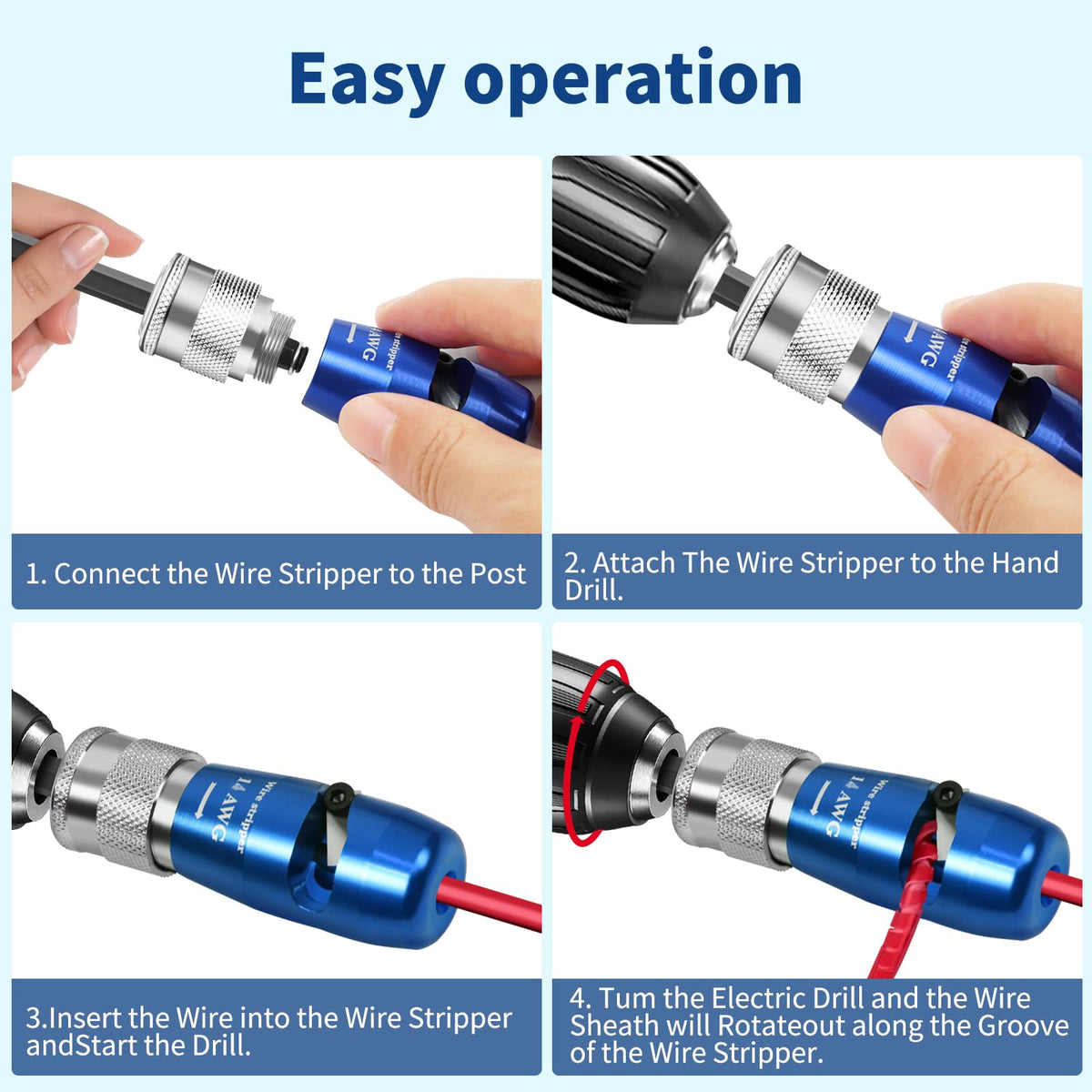 BURMONG wire twister tool in drill operation for faster work.