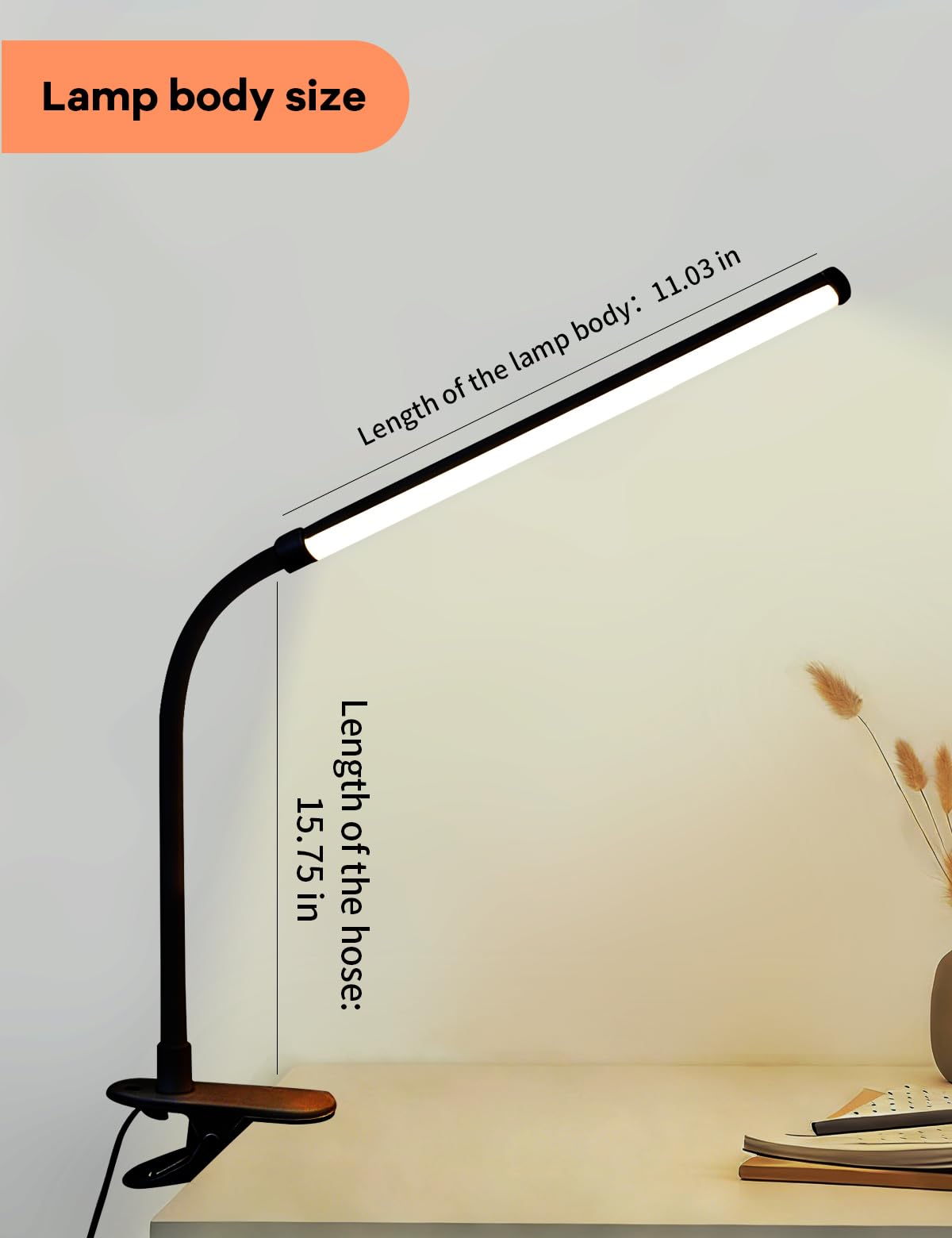 Buroraix USB-powered lamp uses a long cord for flexible desk setup