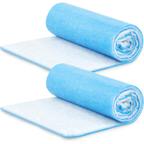 Buryeah close-up of blue and white filter media showing layered filtration.
