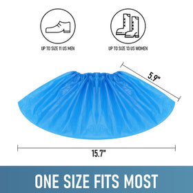 Buself blue shoe covers for indoor use and carpet protection.