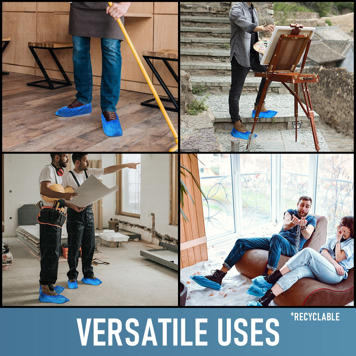Buself 200-piece pack of disposable booties for guests and professionals.