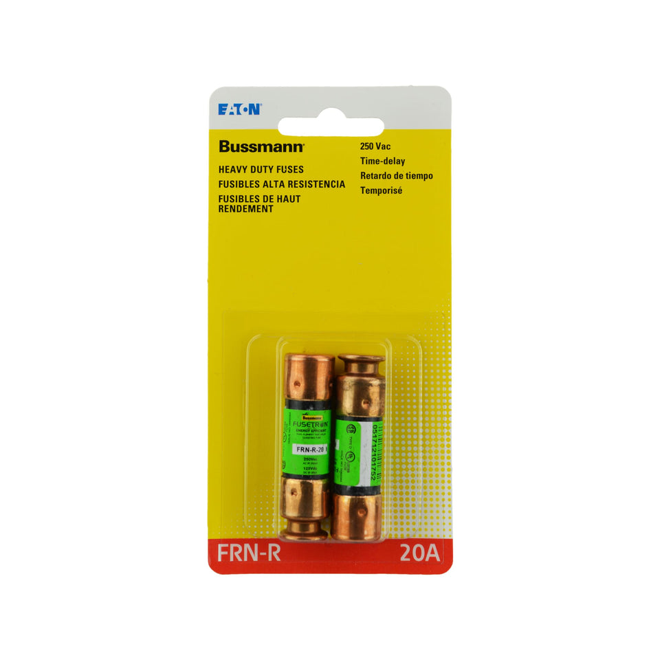 Bussmann BP FRN-R-20 fusetron dual-element time-delay protects motors from overloads