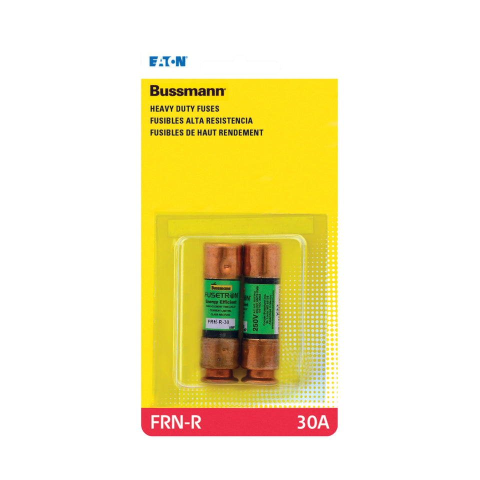 Bussmann FRN-R 30A fuse with brass body and time-delay protection for motors