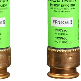 Bussmann FRN-R 60A fuse in panel setup for reliable motor protection