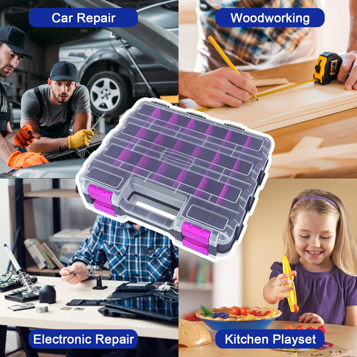 BUSY-CORNER durable plastic construction supports regular use in garages and workshops.