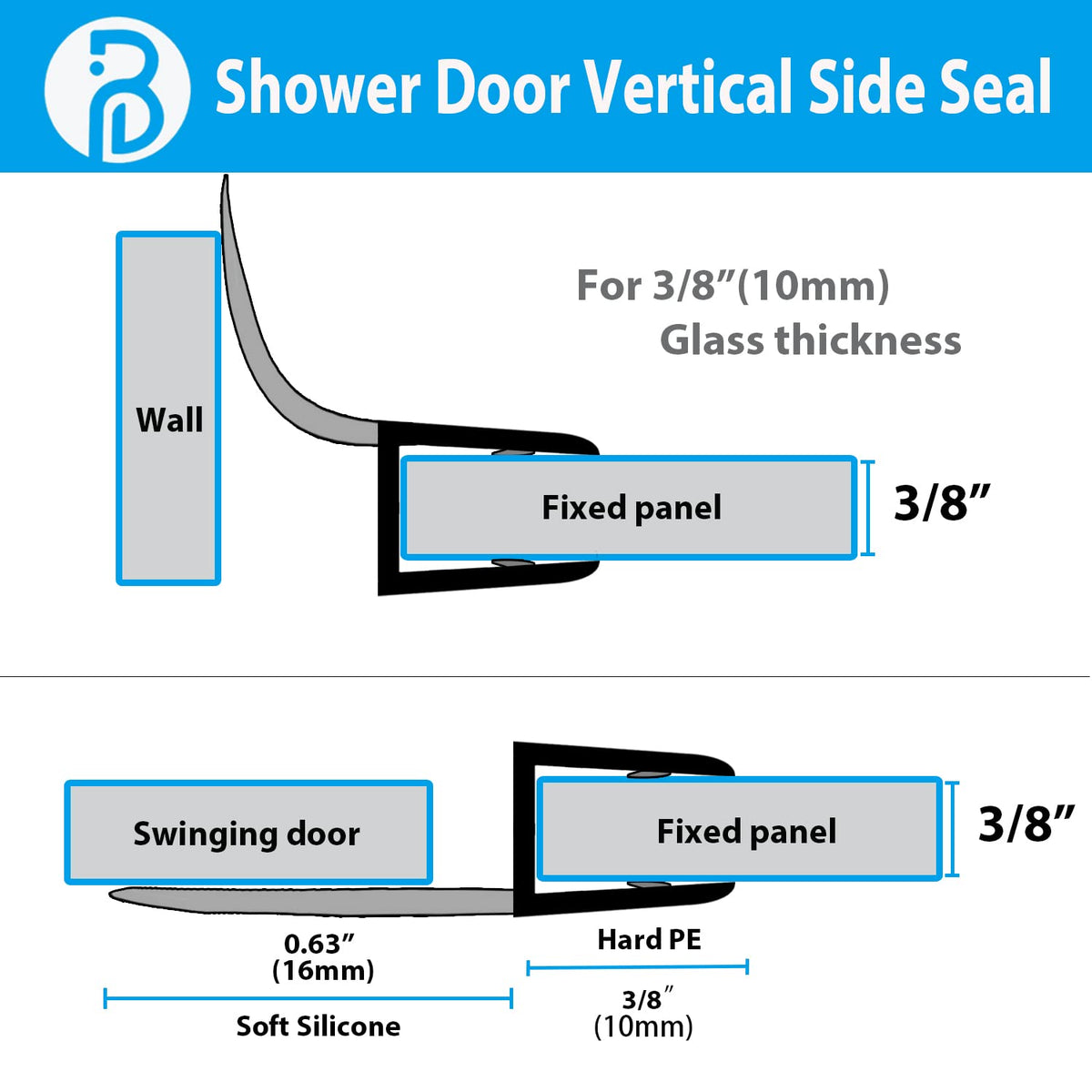 Butecare 3-8-inch glass compatibility confirms reliable frameless door sealing