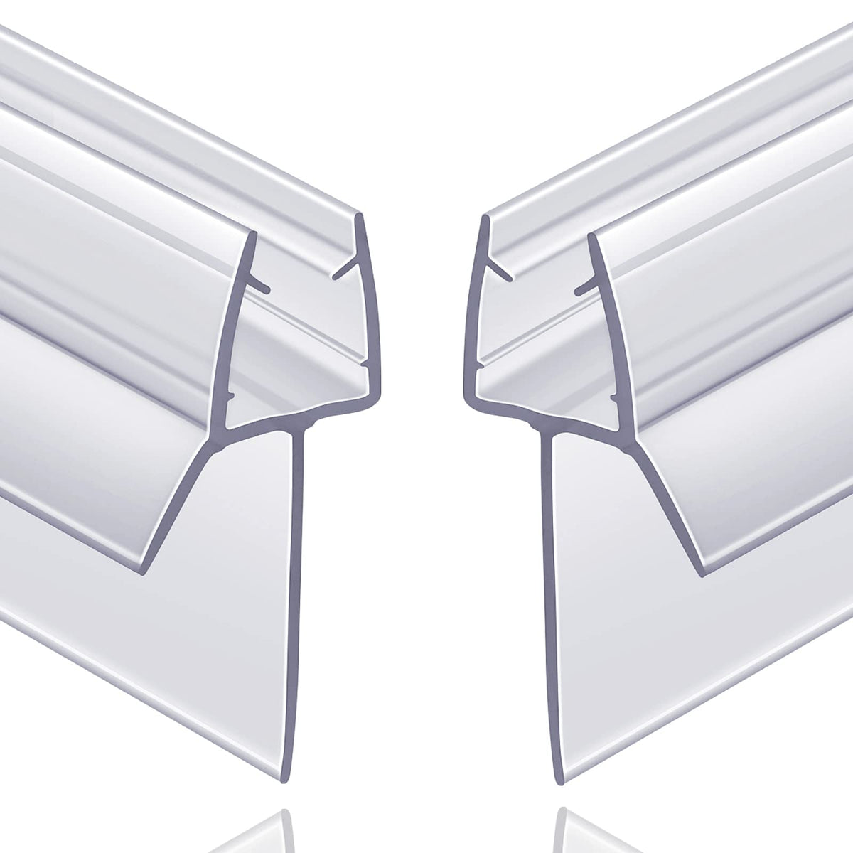 Butecare frameless shower door bottom seal on a glass panel shows a clean water barrier