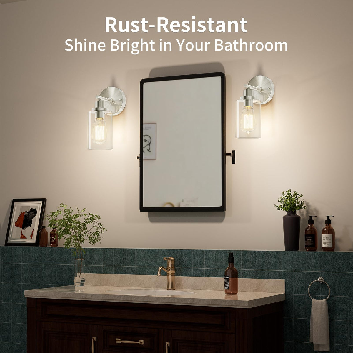 BUTHY brushed-nickel wall light side view highlighting slim profile.