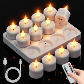 BUTHY rechargeable tea light set with docking station for clutter-free charging.