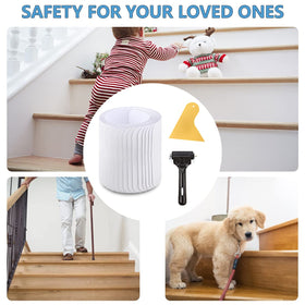 Butizone safety strips support elderly and kids on indoor stairs.