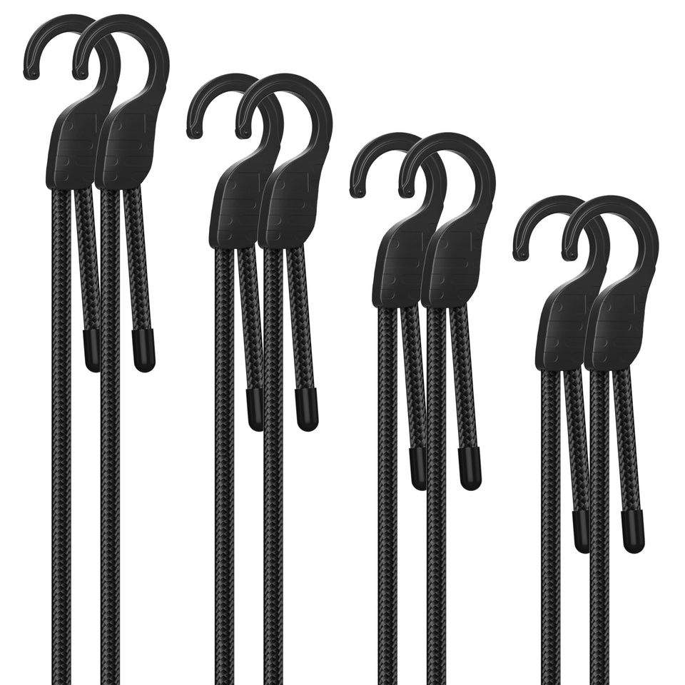 Buvcnsy 18in adjustable bungee cord secures light cargo with flexible length.