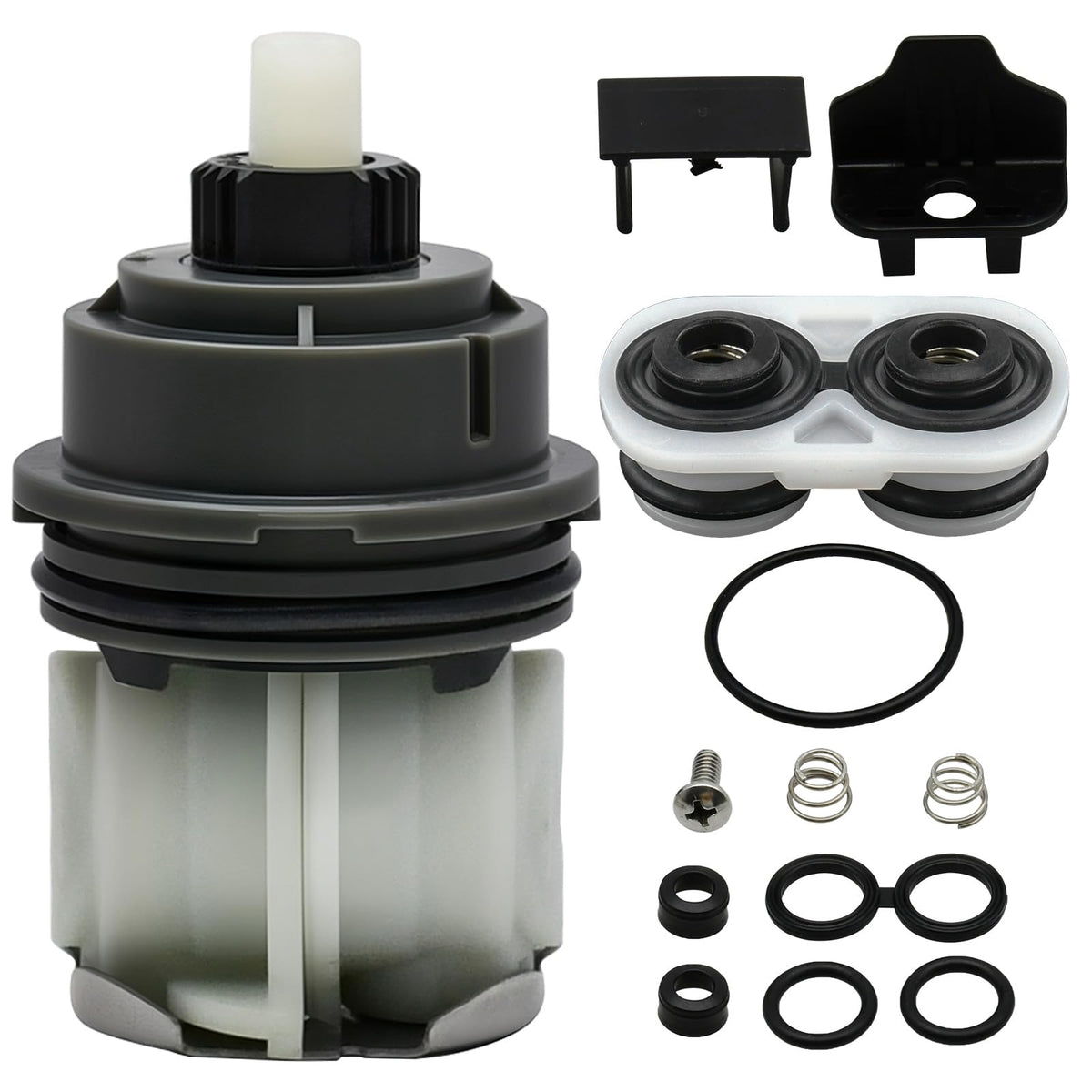 BUWTIQ RP46463 shower cartridge closeup shows the corrosion-resistant base for longevity.