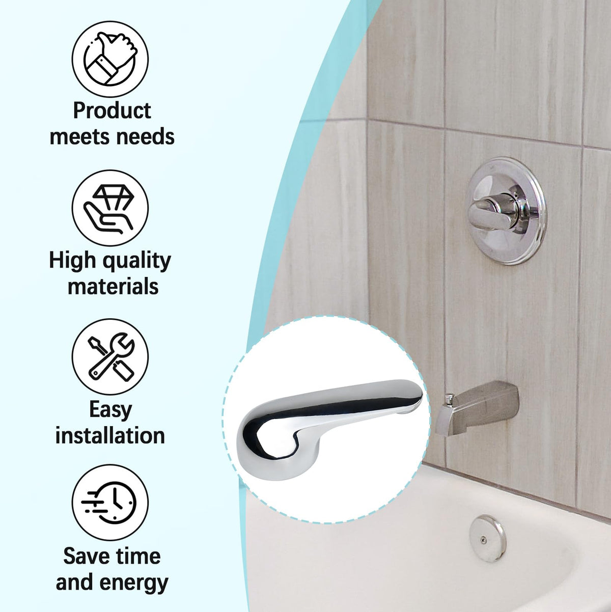 Ergonomic BUWTIQ H79 handle designed for wet-hand use on Delta faucet.