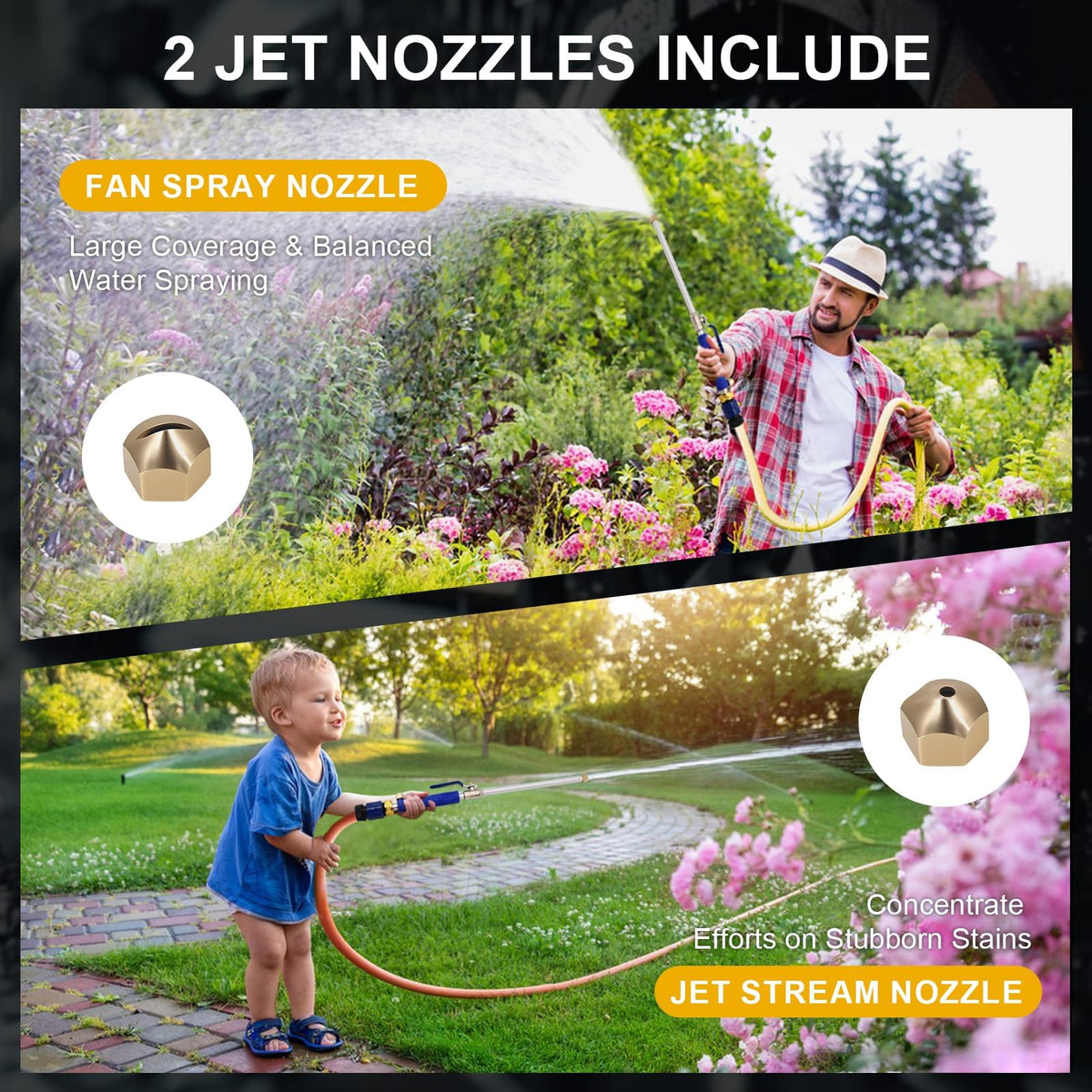 BUXUNA fan spray nozzle wide-area rinse for patios and windows