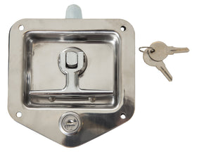 Buyers Products L8815 T-Handle Latch front view in polished stainless steel for durable truck tool boxes.