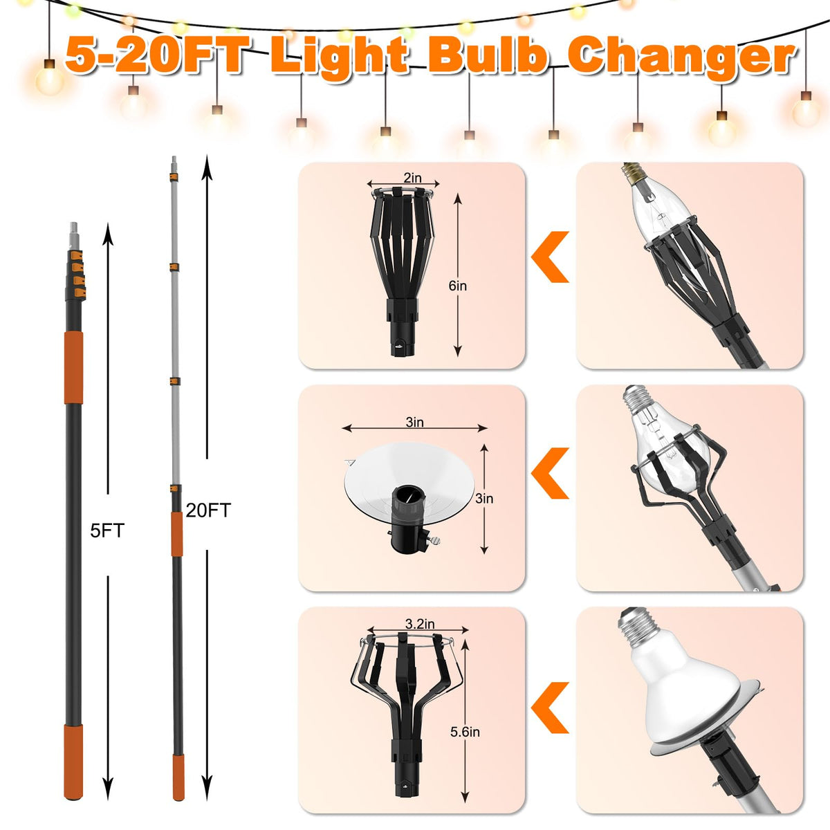 Buyplus duralumin extension pole with non-slip handle for comfortable overhead use