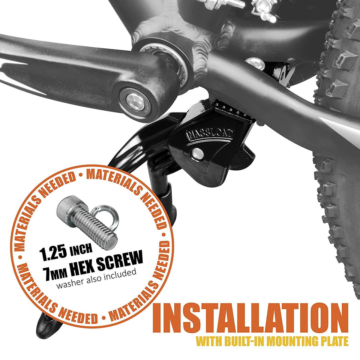 BV bike stand deployed on trail bike showing quick mounting compatibility