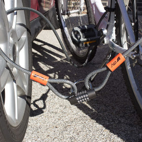 Close-up of BV Heavy-Duty 15FT braided steel cable showing seven strands