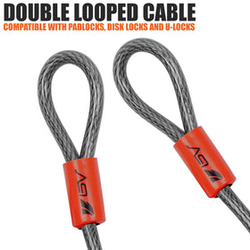 BV Heavy-Duty 15FT cable compatible with padlock and U-lock setups