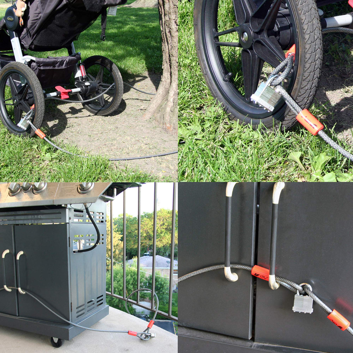BV Heavy-Duty 15FT security cable in use securing a bicycle